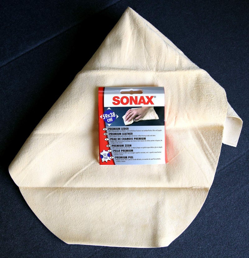 SONAX Premium Natural Leather Chamois | Extra Thick Sheepskin for Streak-Free Drying | Super Absorbent Car Drying Towel | Gentle on Paint & Clear Coat | Lint-Free, Swirl-Free Finish | 416300 | 20"x15" - Image 1